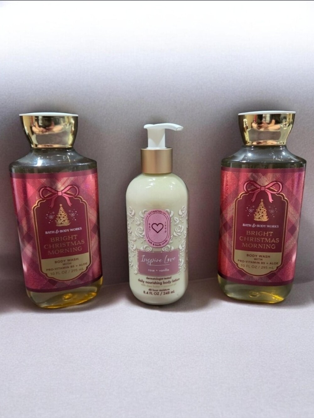 Bath & Body Works Bright Christmas Morning Wash 10oz Or Inspire Love Lotion 8.4